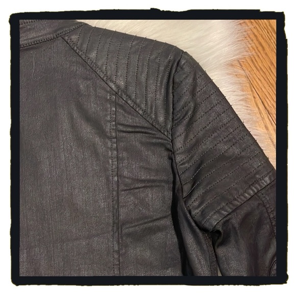 💕Very Sharp Looking 7 For All Mankind Black Wax Coated Moto Jacket💕 - Picture 6 of 13